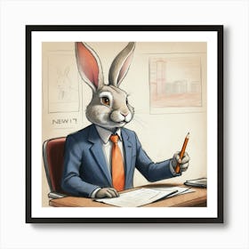 Rabbit In Business Suit Art Print