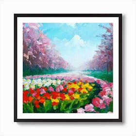 a flower garden in spring 11 Art Print