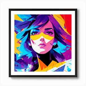 Girl With Colorful Hair 1 Art Print