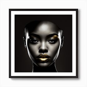 Black Woman With Gold Lips 1 Art Print