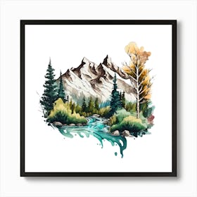 Watercolor Landscape Painting 4 Art Print
