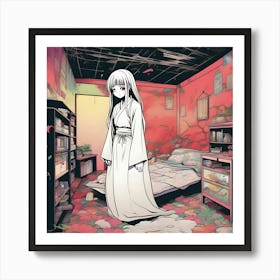 Manga Girl In A Room 4 Art Print