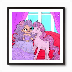 Princess And Unicorn Art Print