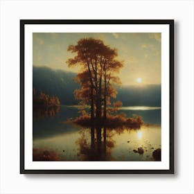 Sunset At The Lake Art Print