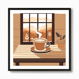 Cup Of Coffee At The Window Art Print