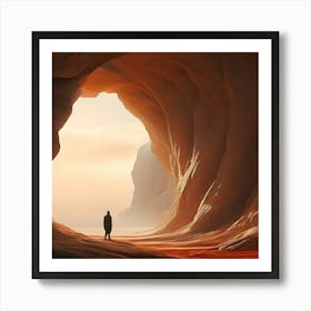 Man Standing In A Cave Art Print