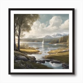 Sailboat On The Lake Art Print