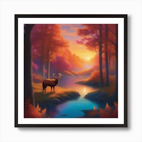 Deer In The Forest 6 Art Print