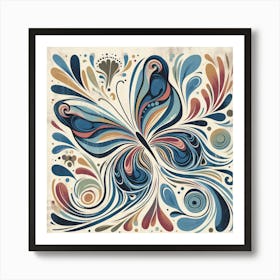 Colourful Block Print Butterfly Abstract VII Art Print