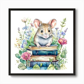 Mouse On Books 2 Art Print