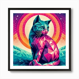 Purrl Low Poly Cat Art Print