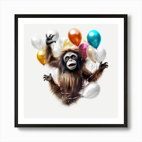 Orangutan With Balloons Art Print