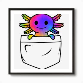 Axolotl Pocket Cute Kawaii Face Walking Fish Mud Puppy Art Art Print