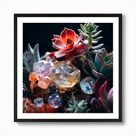 Succulents and Stones 3 Art Print