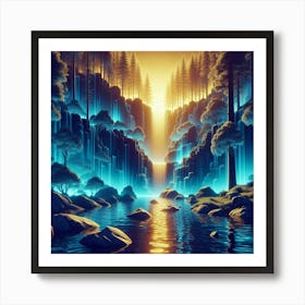 Waterfall In The Forest 1 Art Print