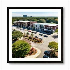 Outlet Georgia Community Mall Large Asphalt Car Drone Driving Southern City Infrastructur (7) Art Print