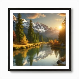 Sunset In The Mountains Art Print