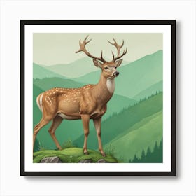 Majestic Stag Overlooking the Highlands Art Print