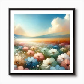 Cosmos Flowers and The Sky Art Print