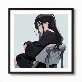 Anime Girl Sitting On A Chair Art Print