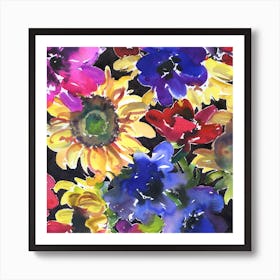 Watercolor Sunflowers Art Print