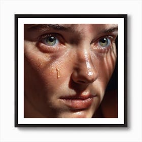 Woman With Tears On Her Face Art Print