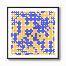 Blue And Yellow Dots 2 Art Print