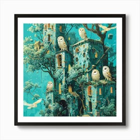 Owls In The Forest Art Print