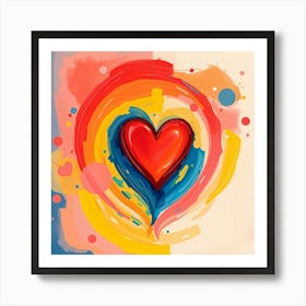 An Adorable And Charming Abstract Art Image Of Love, Vibrant Complimentary Colors Creating Balanced Tones Affiche