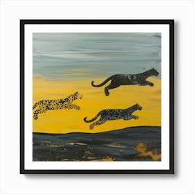 Leopards In Flight Art Print