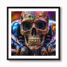 Psychedelic Biomechanical Freaky Scelet Car From Another Dimension With A Colorful Background Art Print