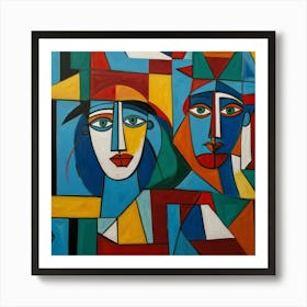 Hand Painted Acrylic Picasso Style Art Print