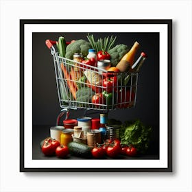 Shopping Cart Full Of Food Art Print