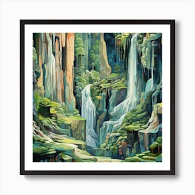 Waterfalls In The Forest Art Print