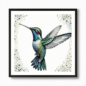 Hummingbird With The Art of Dot Painting Art Print