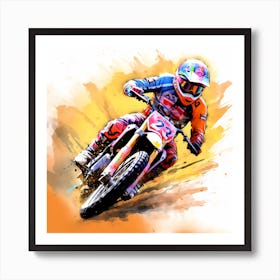 Bold colour Speedway Rider Art Print