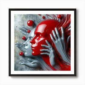 Red Head Of A Woman Art Print