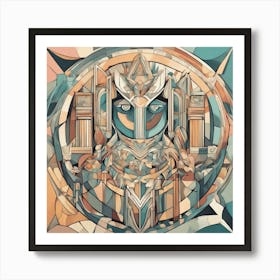 Olympus Mythology Cubism Style Art Print