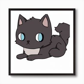 Black Cat With Blue Eyes Art Print