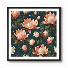 Flowers of Protea, Vector art Art Print