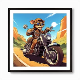 Cartoon Character Riding A Motorcycle Art Print