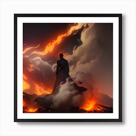 silhouette in flames Art Print