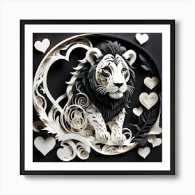 Lion With Hearts Art Print