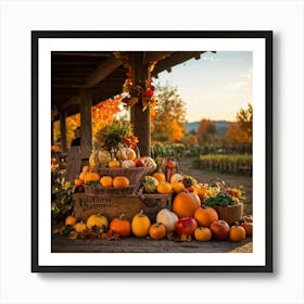 An Organic Farm During A Jubilant Fall Festival Apple And Pumpkin Decorations Adorn The Table A Co (1) 1 Art Print