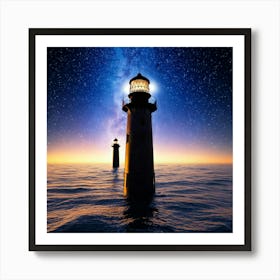 Firefly Black Lighthouses Over Cosmic Oceans On Venus 9859 Poster