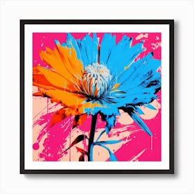 Andy Warhol Style Pop Art Flowers Cornflower 2 Square Art Print