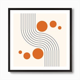 Modern Rainbow and Sun Abstract Geometric Lines in Navy and Burnt Orange 3 Art Print