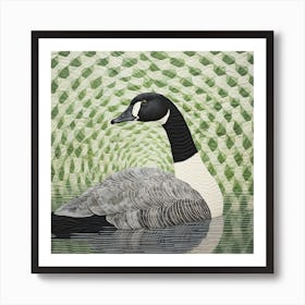 Ohara Koson Inspired Bird Painting Canada Goose 2 Square Art Print