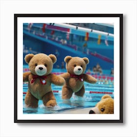 Teddy Bears In The Pool Art Print