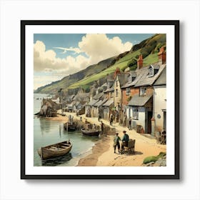 Beer Fishing Village In Devon England Vintage Art Print 4 Art Print